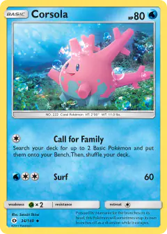 Corsola 36/149 Uncommon card from Sun & Moon Base
