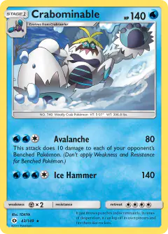 Crabominable 43/149 Rare card from Sun & Moon Base