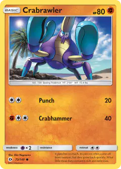 Crabrawler 72/149 Common card from Sun & Moon Base