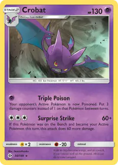 Crobat 56/149 Rare Holo card from Sun & Moon Base