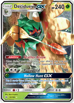 Decidueye-GX 12/149 Rare Holo GX card from Sun & Moon Base