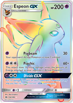 Espeon-GX 152/149 Rare Rainbow card from Sun & Moon Base