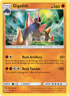 Gigalith 71/149 Rare Holo card from Sun & Moon Base