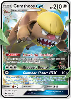 Gumshoos-GX 110/149 Rare Holo GX card from Sun & Moon Base