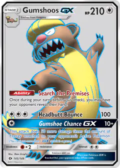 Gumshoos-GX 145/149 Rare Ultra card from Sun & Moon Base