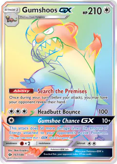 Gumshoos-GX 157/149 Rare Rainbow card from Sun & Moon Base