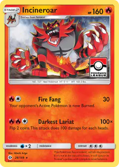 Incineroar 26/149 Rare card from Sun & Moon Base