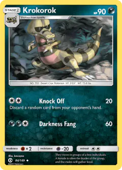 Krokorok 84/149 Uncommon card from Sun & Moon Base