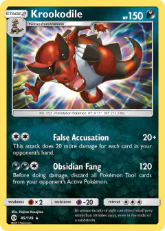 Krookodile 85/149 Rare Holo card from Sun & Moon Base