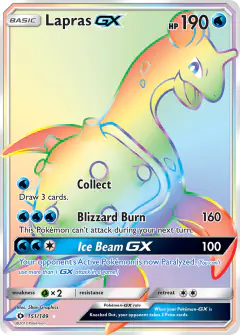 Lapras-GX 151/149 Rare Rainbow card from Sun & Moon Base