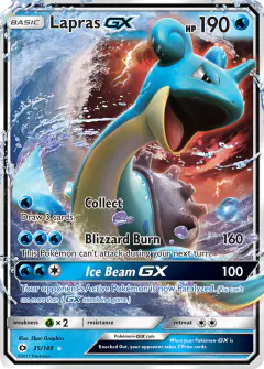 Lapras-GX 35/149 Rare Holo GX card from Sun & Moon Base