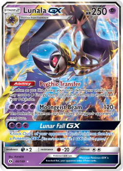 Lunala-GX 66/149 Rare Holo GX card from Sun & Moon Base