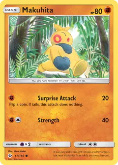 Makuhita 67/149 Common card from Sun & Moon Base