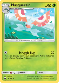 Masquerain 8/149 Rare card from Sun & Moon Base