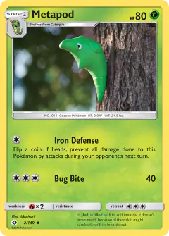 Metapod 2/149 Uncommon card from Sun & Moon Base