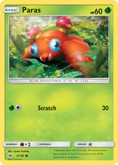 Paras 4/149 Common card from Sun & Moon Base