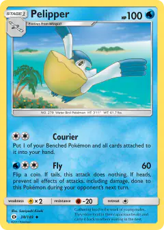 Pelipper 38/149 Uncommon card from Sun & Moon Base
