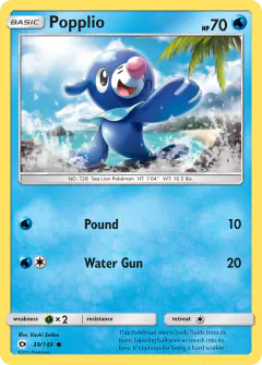 Popplio 39/149 Common card from Sun & Moon Base