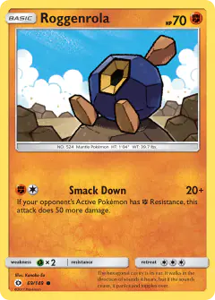 Roggenrola 69/149 Common card from Sun & Moon Base