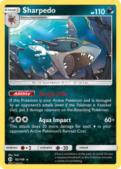 Sharpedo 82/149 Rare Holo card from Sun & Moon Base
