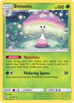 Shiinotic 17/149 Rare Holo card from Sun & Moon Base