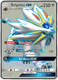Solgaleo-GX 143/149 Rare Ultra card from Sun & Moon Base
