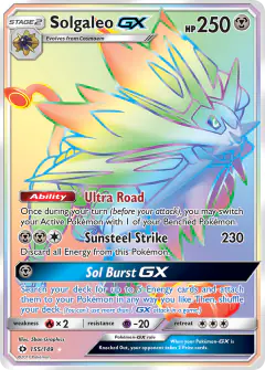 Solgaleo-GX 155/149 Rare Rainbow card from Sun & Moon Base