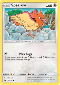Spearow 97/149 Common card from Sun & Moon Base