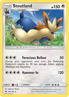 Stoutland 105/149 Rare card from Sun & Moon Base