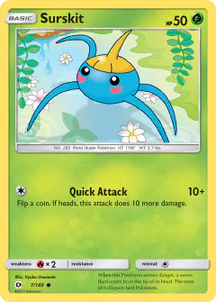 Surskit 7/149 Common card from Sun & Moon Base