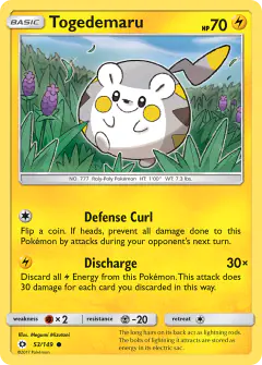 Togedemaru 53/149 Common card from Sun & Moon Base