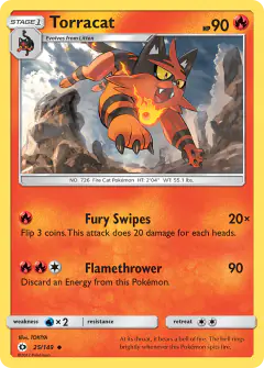 Torracat 25/149 Uncommon card from Sun & Moon Base
