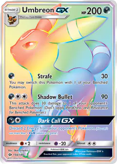 Umbreon-GX 154/149 Rare Rainbow card from Sun & Moon Base