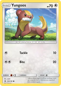 Yungoos 109/149 Common card from Sun & Moon Base