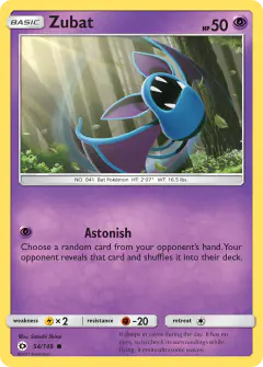 Zubat 54/149 Common card from Sun & Moon Base