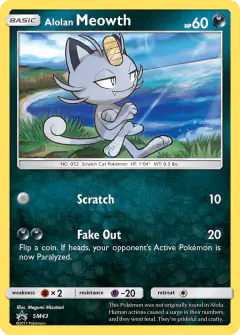 Alolan Meowth SM43 Promo card from Sun & Moon Black Star Promos