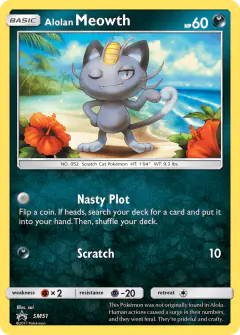 Alolan Meowth SM51 Promo card from Sun & Moon Black Star Promos
