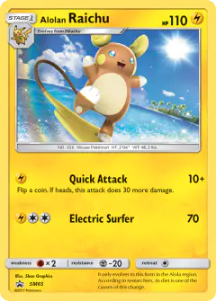 Alolan Raichu SM65 Promo card from Sun & Moon Black Star Promos