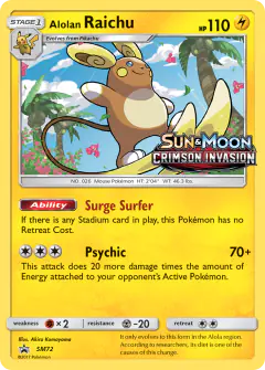 Alolan Raichu SM72 Promo card from Sun & Moon Black Star Promos