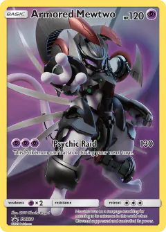 Armored Mewtwo SM228 Promo card from Sun & Moon Black Star Promos