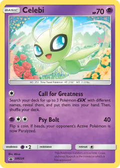 Celebi SM224 Promo card from Sun & Moon Black Star Promos