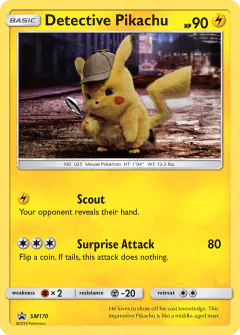 Detective Pikachu SM170 Promo card from Sun & Moon Black Star Promos