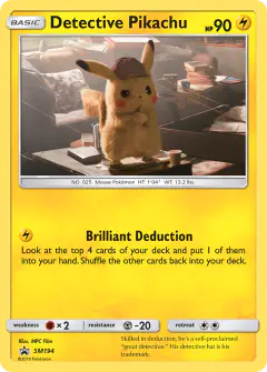 Detective Pikachu SM194 Promo card from Sun & Moon Black Star Promos