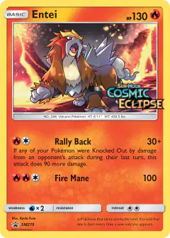 Entei SM219 Promo card from Sun & Moon Black Star Promos