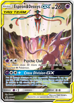Espeon & Deoxys-GX SM240 Promo card from Sun & Moon Black Star Promos
