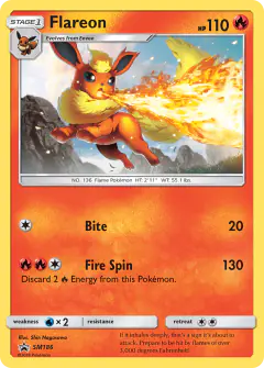 Flareon SM186 Promo card from Sun & Moon Black Star Promos