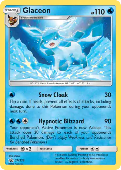 Glaceon SM238 Promo card from Sun & Moon Black Star Promos