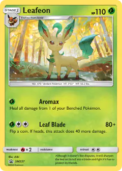 Leafeon SM237 Promo card from Sun & Moon Black Star Promos