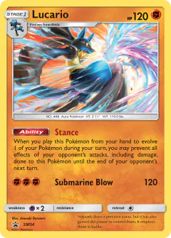 Lucario SM54 Promo card from Sun & Moon Black Star Promos