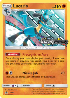 Lucario SM95 Promo card from Sun & Moon Black Star Promos